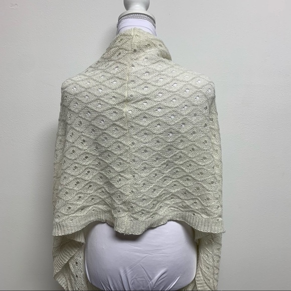 Infinity Scarf | Off-White/Cream Shimmer Thread Knit | Women's | 38" X 24" - Picture 4 of 6